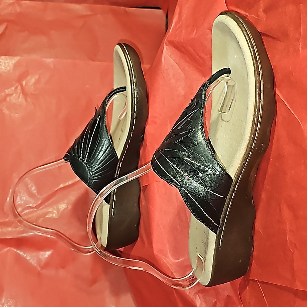 Black Wedge Thong Sandals - Comfortable Women's Summer Shoes